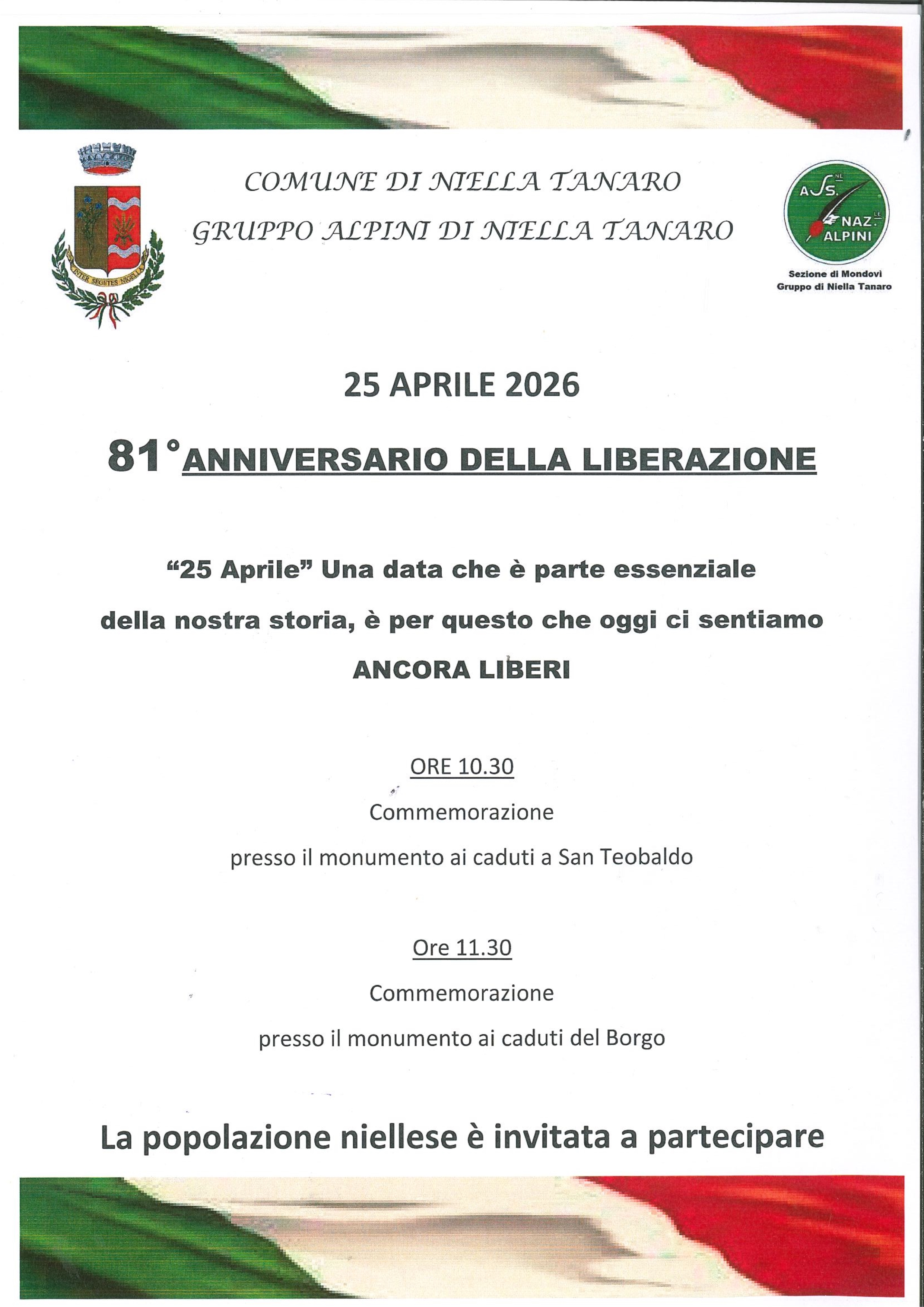 25 Aprile 2026 - 81° Anniversario della Liberazione